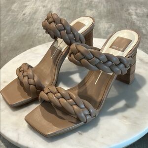 Dolce Vita Paily Heels Tan Braided Heeled Mules size 8